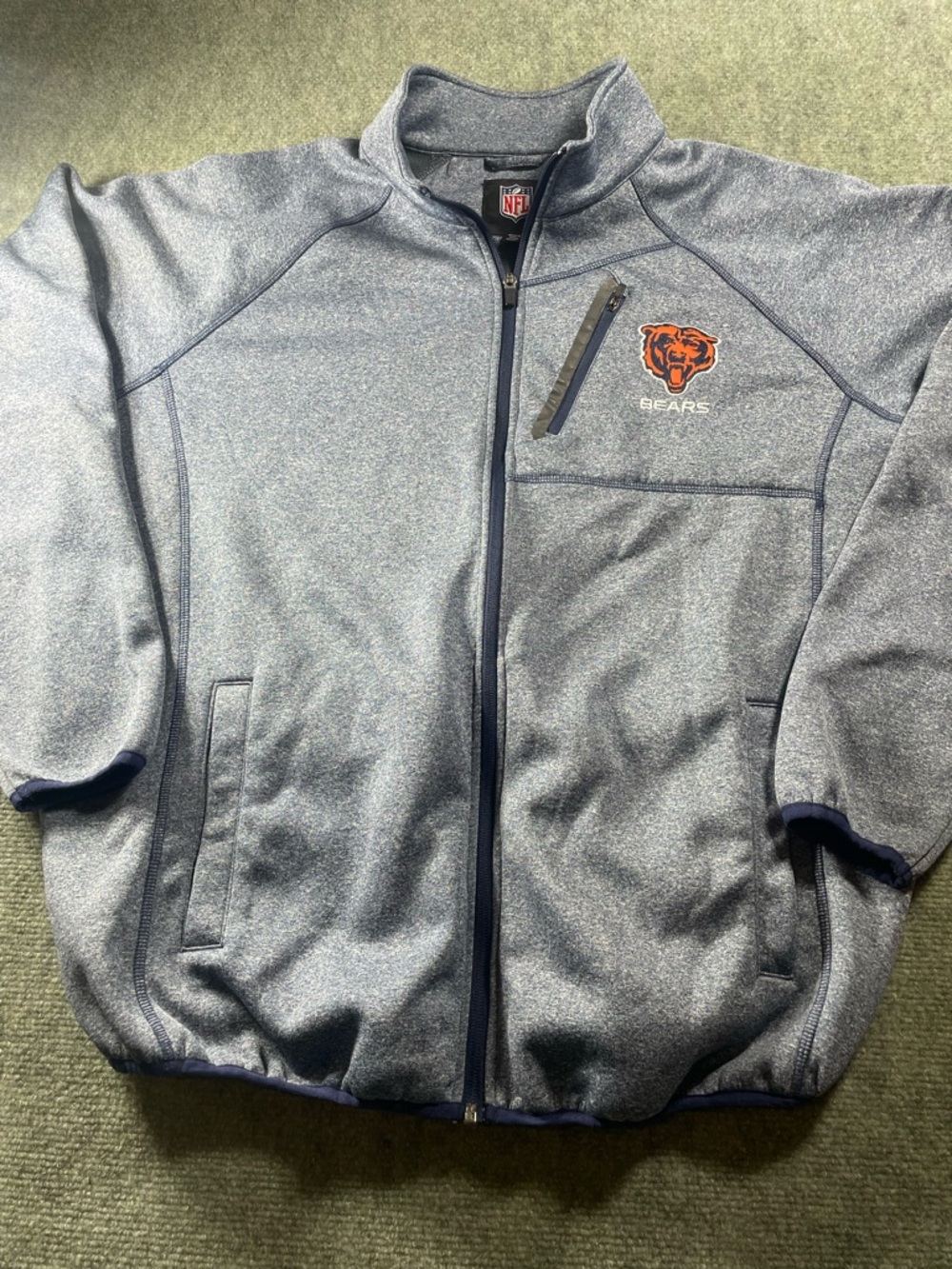 NFL Chicago Bears Heather Blue Full-Zip Performance Jacket with Team Logo